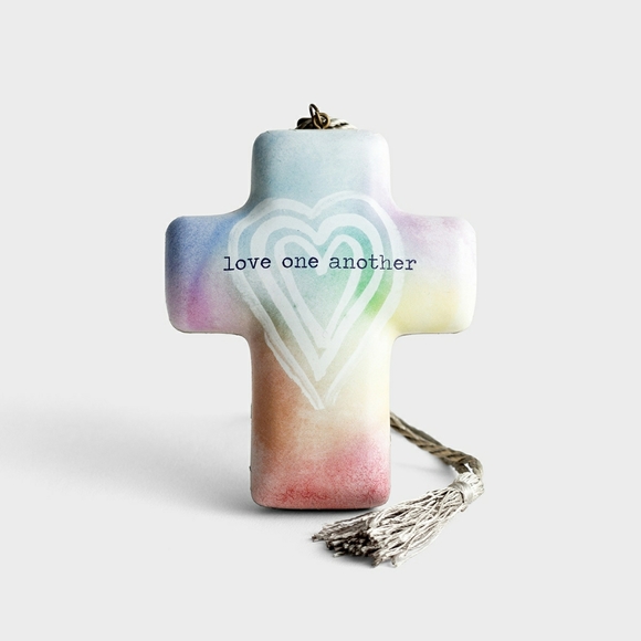 NIB Demdaco Ceramic Artful Cross Statue Love One Another - Picture 2 of 10